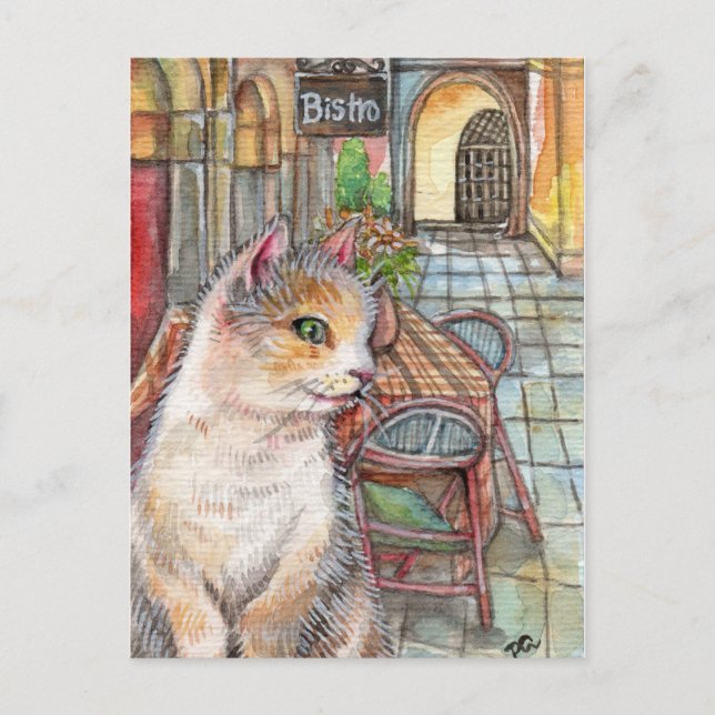 Meow i fronten Bistro Vykort (Framsida)