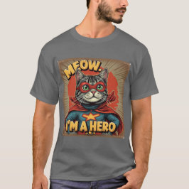 Meow, jag är en Hero - Roligt Cat Lover's T Shirt