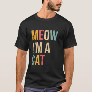 Meow jag är en katt-funny Halloween Lazy Easy Cat T Shirt