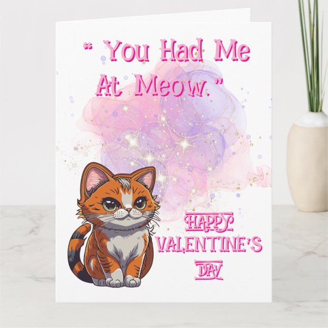 Meow Kärlek Valentines Kort (Framsida)