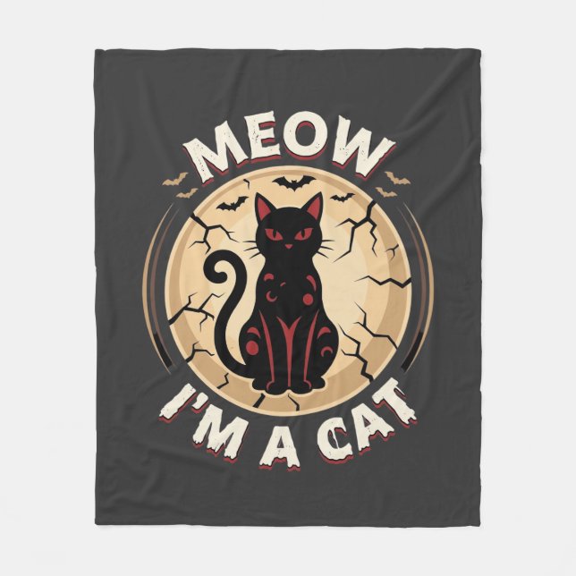 Meow Katt Halloween Grafisk Design_1 Fleecefilt (Framsidan)