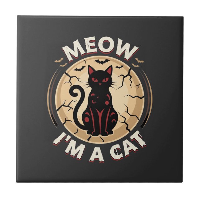 Meow Katt Halloween Grafisk Design_1 Kakelplatta (Framsidan)
