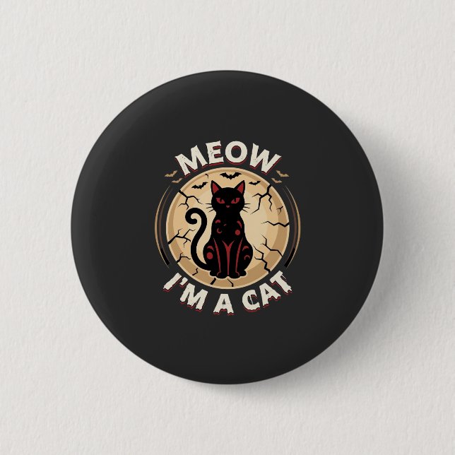 Meow Katt Halloween Grafisk Design_1 Knapp (Framsida)