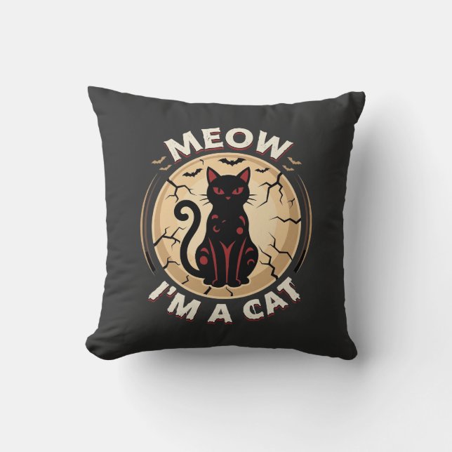 Meow Katt Halloween Grafisk Design_1 Kudde (Framsida)