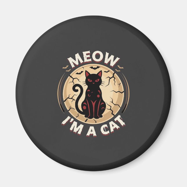 Meow Katt Halloween Grafisk Design_1 Magnet (Framsidan)