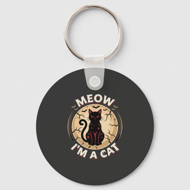Meow Katt Halloween Grafisk Design_1 Nyckelring (Framsida)