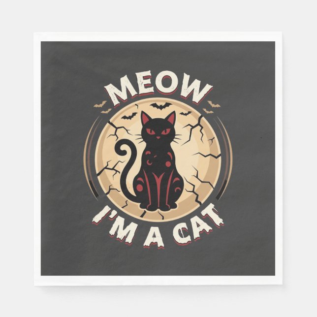 Meow Katt Halloween Grafisk Design_1 Pappersservett (Framsidan)