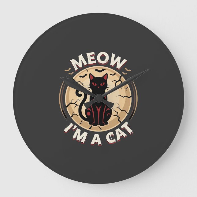 Meow Katt Halloween Grafisk Design_1 Stor Klocka (Framsida)