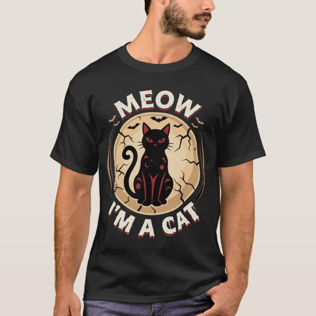 Meow Katt Halloween Grafisk Design_1 T Shirt (Framsida)