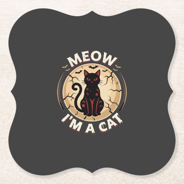Meow Katt Halloween Grafisk Design_1 Underlägg Papper (Framsida)