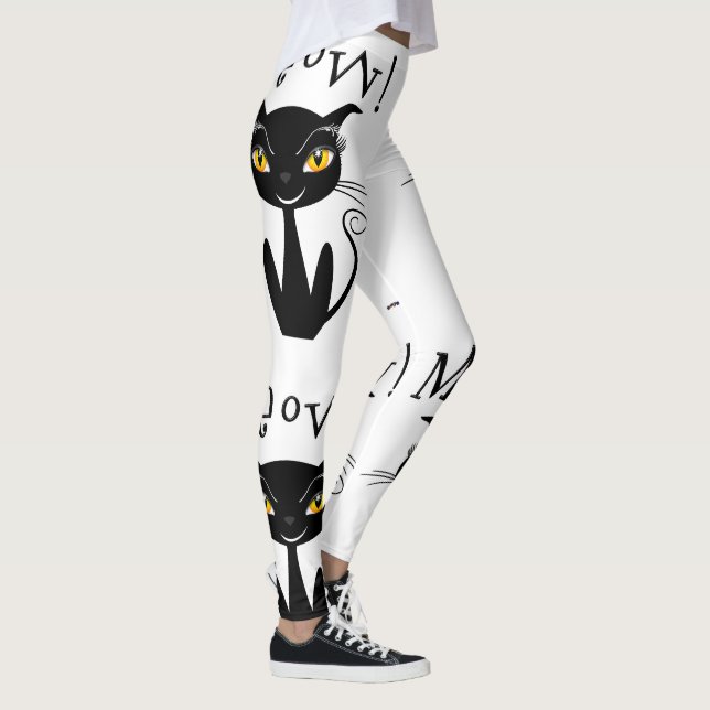 Meow! Katt med vismisk svart katt Leggings (Höger)