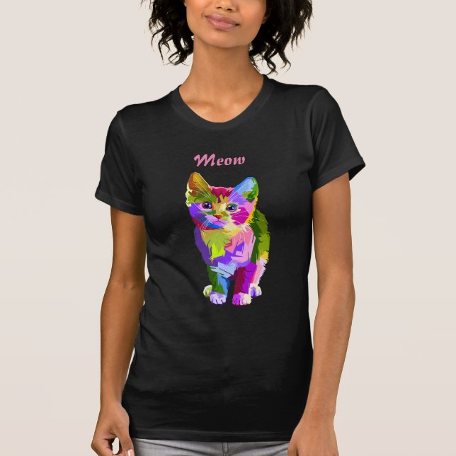 Meow Katten tee-shirt T Shirt (Framsida)