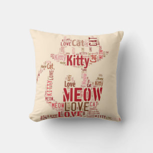 MEOW KATTUNGE PILLOWS - ROSA DESIGNER DEKORATIV KU KUDDE