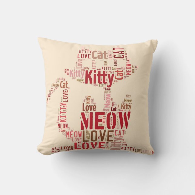 MEOW KATTUNGE PILLOWS - ROSA DESIGNER DEKORATIV KU KUDDE (Framsida)