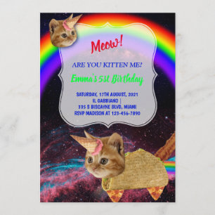 MEOW! Kitten Space-partikbjudan Inbjudningar