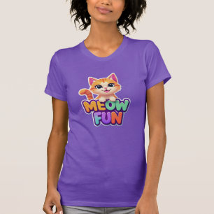 Meow Kul - Roligt Katt-T-Shirt med Leende Katt T Shirt