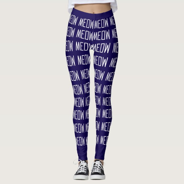 Meow Leggings - Snyggt Meow Message Mönster (Framsida)
