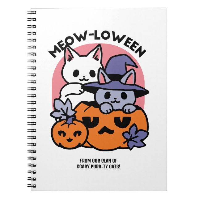 Meow-Loween - Cute Halloween Cat Design Anteckningsbok (Framsidan)