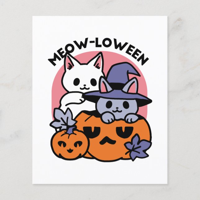 Meow-Loween - Cute Halloween Cat Design Flygblad (Framsidan)