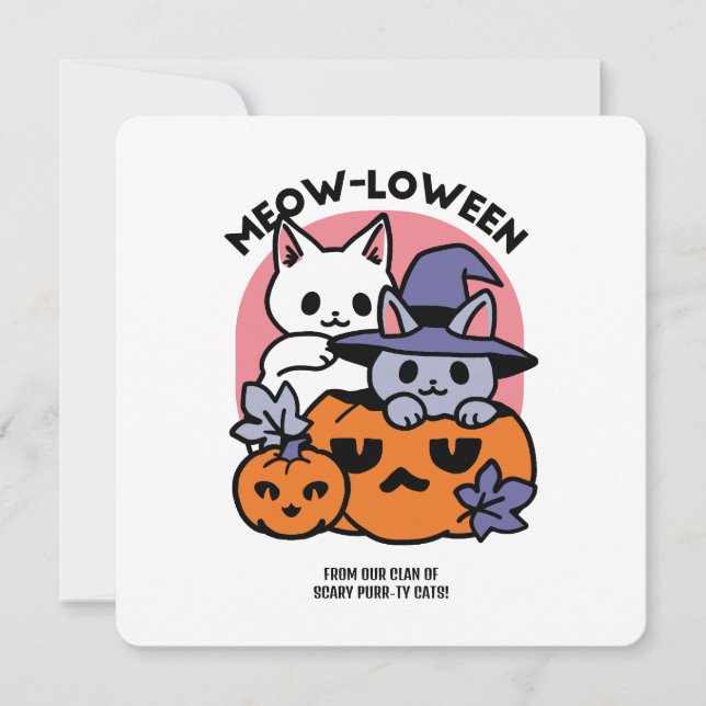 Meow-Loween - Cute Halloween Cat Design Julkort (Framsida)