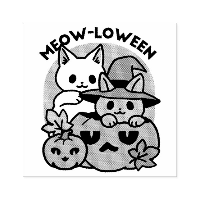 Meow-Loween - Cute Halloween Cat Design Stämpel (Tryck)