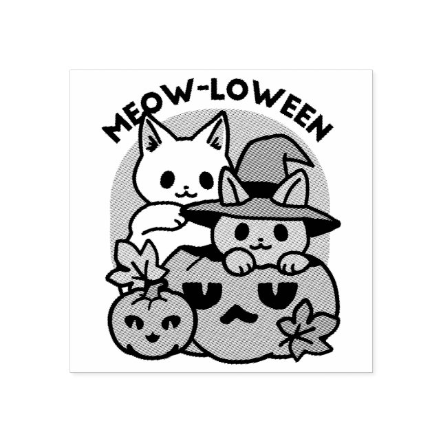 Meow-Loween - Cute Halloween Cat Design Stämpel (Tryck)