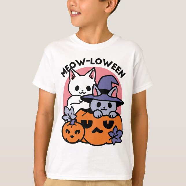 Meow-Loween - Cute Halloween Cat Design T Shirt (Framsida)