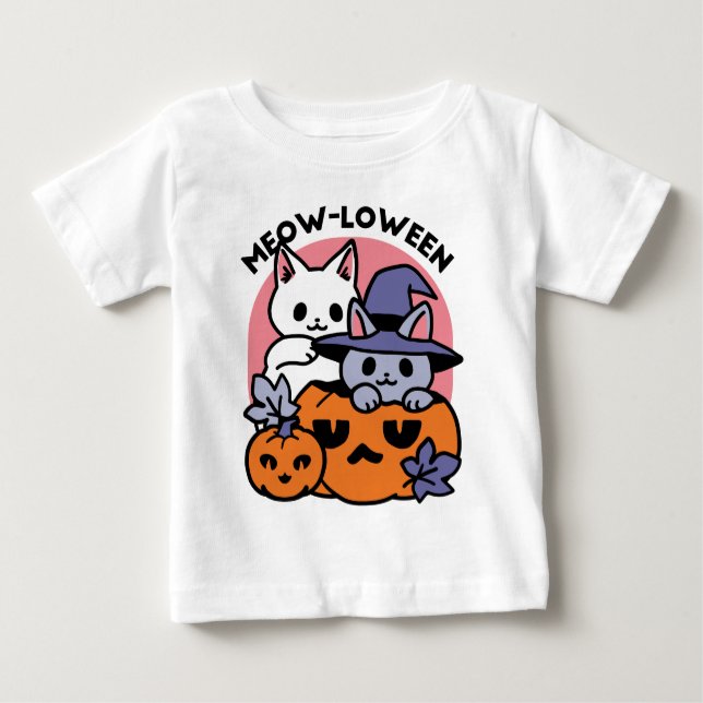 Meow-Loween - Cute Halloween Cat Design T Shirt (Framsida)