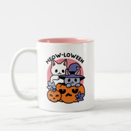 Meow-Loween - Cute Halloween Cat Design Två-Tonad Mugg