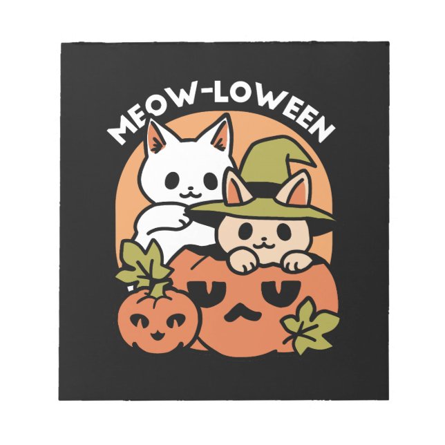 Meow-Loween - Festive Halloween Cat-design Anteckningsblock (Framsida)