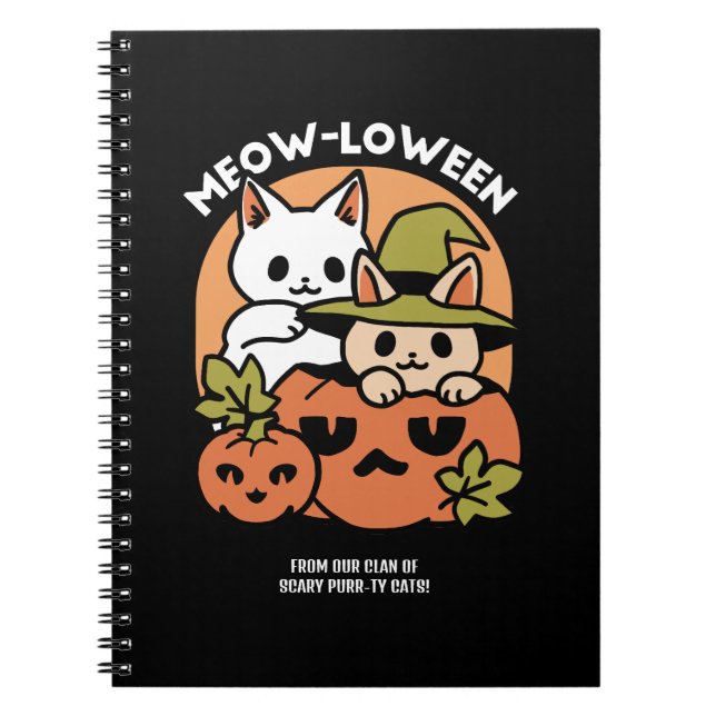 Meow-Loween - Festive Halloween Cat-design Anteckningsbok (Framsidan)