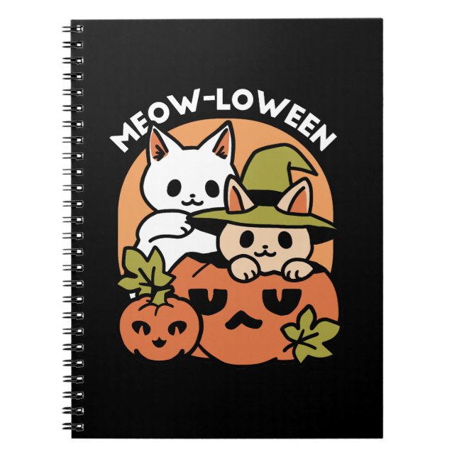 Meow-Loween - Festive Halloween Cat-design Anteckningsbok (Framsidan)
