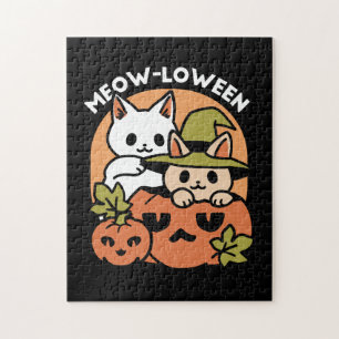 Meow-Loween - Festive Halloween Cat-design Pussel