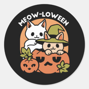 Meow-Loween - Festive Halloween Cat-design Runt Klistermärke