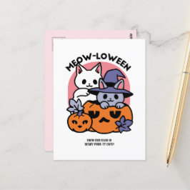 Meow-Loween - Sött Halloween-kattdesign Vykort
