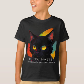 Meow Master | Mörk Barn Cat T-Shirt