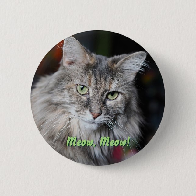 Meow Meow Cat Porträtt Knapp (Framsida)