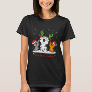 Meow Meow Christmas Cat Wear Reindeer T Shirt