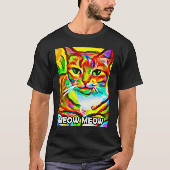 Meow Meow Cute Cat Kattunge Kitten i Kat Stil T Shirt (Framsida)