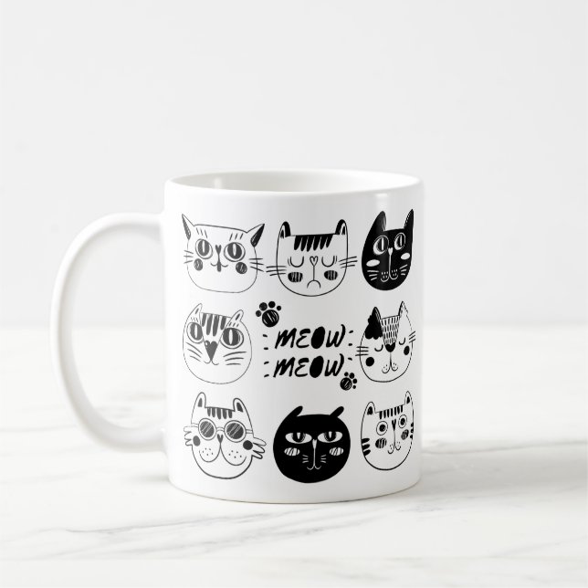 Meow, Meow  Mug - Purrfect Gift for a Cat Lover Kaffemugg (Vänster)