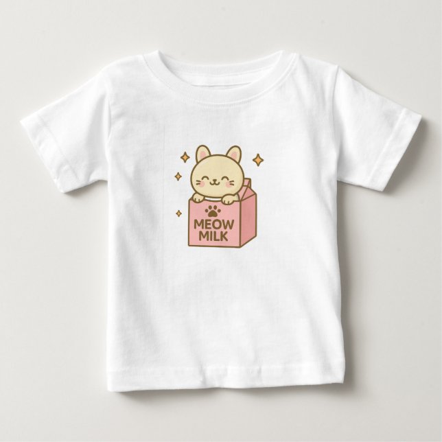 Meow Milk Magic – Cute Cat in a Carton  T Shirt (Framsida)