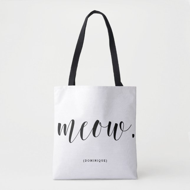 Meow Modern Calligraphy Personlig Polka dots Tygkasse (Framsida)