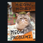 Meow Money, Meow Problemz Poster<br><div class="desc">Nu kan din katt följa i de gigantiska tassavtrycken i Internets ljusaste kattdjur-stjärnor. Anpassa den här designen genom att ladda upp kattens foto och omedelbart förvandla katten till en Internet-firma. (Utformningar inspirerade av "How to make your Cat a Internet Celebrity bok".)</div>