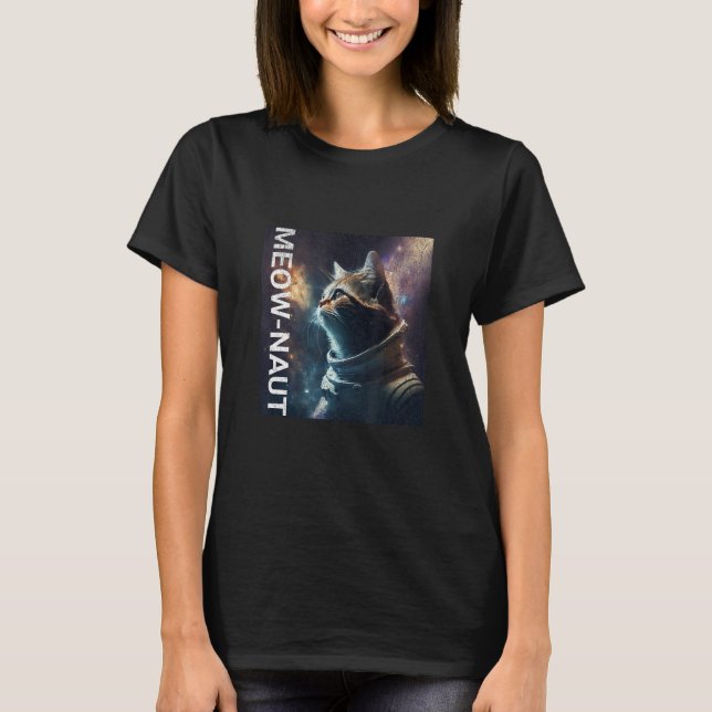 MEOW NAUT Cat in Space T Shirt (Framsida)
