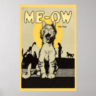 Meow One step vintage söt kattälskare kattdjur Poster