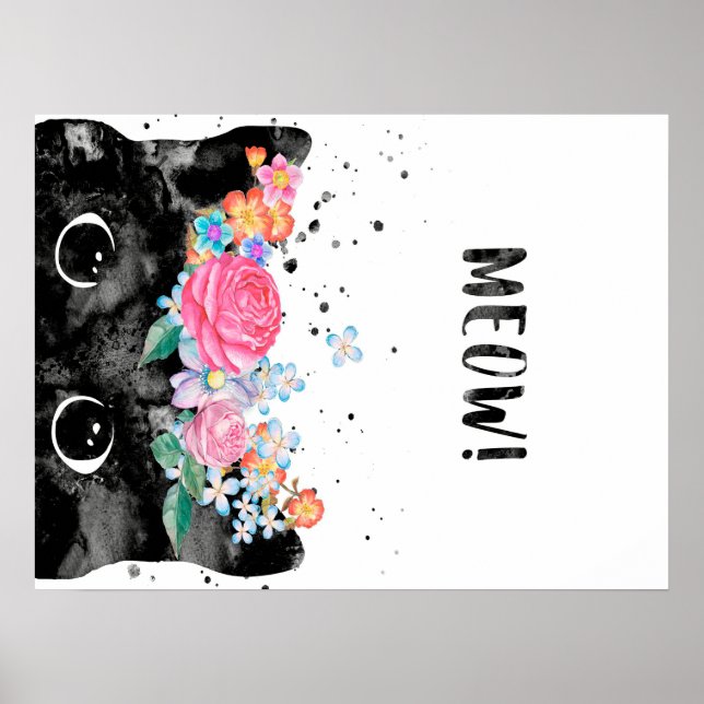 Meow Peeking Cat, Kitten Cat Lover Gift Idea Poster (Framsidan)