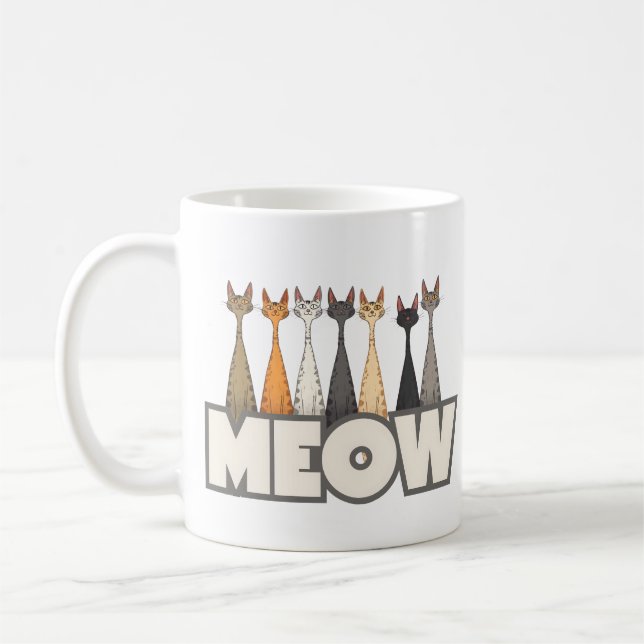 Meow Peeking Cats - Funny Cat Lover Humor Graphic Kaffemugg (Vänster)