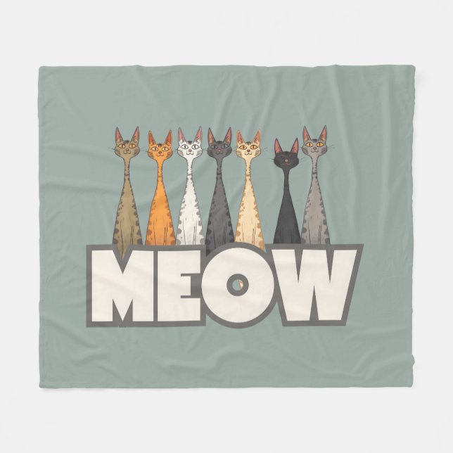Meow Peeking Cats Funny Sage Green Cat Lover Print Fleecefilt (Framsidan (Horisontell))
