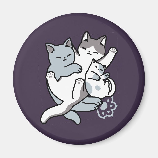 Meow Poung Snuckning - Cute Sleeping Cats Magnet (Framsidan)
