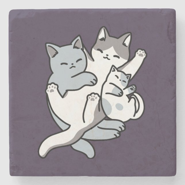Meow Poung Snuckning - Cute Sleeping Cats Stenunderlägg (Framsidan)